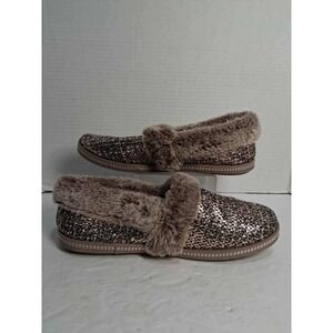 Skechers Women's Glitter Sparkle Faux Fur Lined‎ Slippers Mules Shoes Sz 8